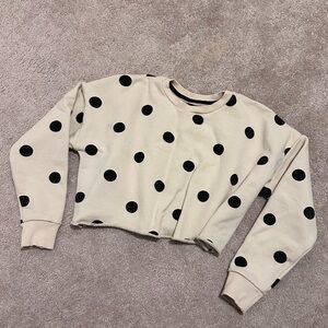 ZARA Cropped Polka Dot Crew Neck Sweatshirt Sz small